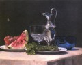 Estudio de bodegones del pintor de frutas y vidrio plateado John LaFarge